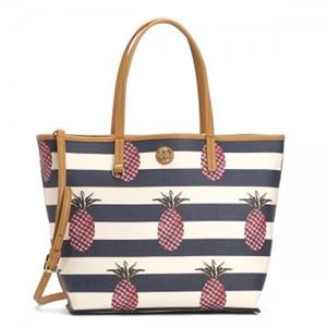 【9月15日まで限定販売】TORY BURCH（トリーバーチ） トートバッグ  12159541 977 PINEAPPLES STRIPE LARGE