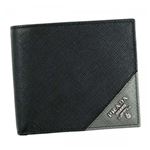 Prada（プラダ） 二つ折り財布（小銭入れ付）  2MO738 F0R8F NERO+MERCURIO