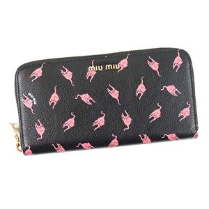 MIUMIU（ミュウミュウ） 長財布 5ML506 F0UAL NERO/ROSA DIS.CAT