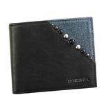 DIESEL（ディーゼル） 2つ折小銭付き財布 X05255 H3820 BLACK／BLUE DENIM