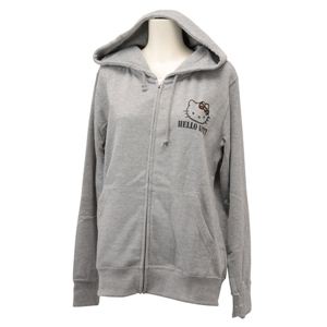 【豊天商店×ハローキティ】ハローキティ 豹柄リボンアップリケ レディースフルZIP パーカー SR0123018 グレー L