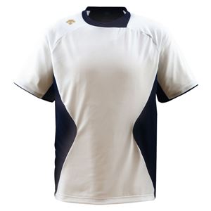 デサント（DESCENTE） ベースボールシャツ （野球） DB114 Sホワイト×ブラック×Sゴールド XA - 拡大画像