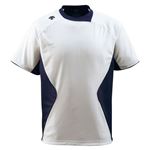 デサント(DESCENTE) ベースボールシャツ (野球) DB114 Sホワイト×Sネイビー×Sネイビー L