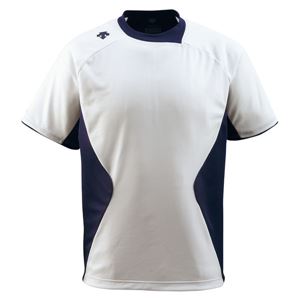 デサント（DESCENTE） ベースボールシャツ （野球） DB114 Sホワイト×Sネイビー×Sネイビー XA - 拡大画像