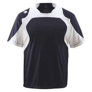デサント（DESCENTE） ベースボールシャツ （野球） DB115 Sネイビー×Sホワイト×ホワイト XA - 拡大画像
