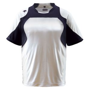 デサント（DESCENTE） ベースボールシャツ （野球） DB115 Sホワイト×Sネイビー×Sネイビー L - 拡大画像