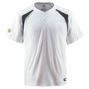 デサント（DESCENTE） ベースボールシャツ（2ボタン） （野球） DB205 Sホワイト×ブラック L - 拡大画像