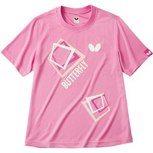 バタフライ（Butterfly） 男女兼用Tシャツ キュービック・Tシャツ 45070 ピンク L - 拡大画像
