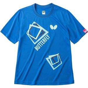 バタフライ（Butterfly） 男女兼用Tシャツ キュービック・Tシャツ 45070 ブルー L - 拡大画像