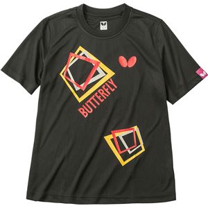 バタフライ（Butterfly） 男女兼用Tシャツ キュービック・Tシャツ 45070 ブラック M - 拡大画像