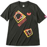バタフライ(Butterfly) 男女兼用Tシャツ キュービック・Tシャツ 45070 ブラック XO