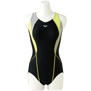 デサント ARENA(アリーナ) Water Exercise ワイドフローバック(ひっかけフィットパッド) FLA7712W ブラック×Lグレイ×Uグリーン Oサイズ