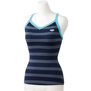 デサント ARENA(アリーナ) Water Exercise 大きめカラースナップ付きロングトップス(差し込みフィットパッド) FLA7740W ネイビー×Bターコ Mサイズ