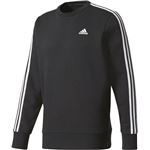 adidas(アディダス) M ESSENTIALS 3ストライプス クルーネックスウェット (裏起毛) DKQ26 ブラック×ホワイト J/L