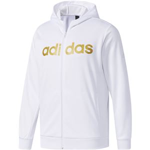 adidas(アディダス) M ESSENTIALS ビッグリニアロゴ ウォームアップフルジップパーカー DUV64 ホワイト×ゴールドメット J/L