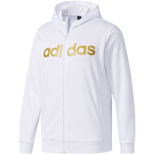 adidas(アディダス) M ESSENTIALS ビッグリニアロゴ ウォームアップフルジップパーカー DUV64 ホワイト×ゴールドメット J/XS