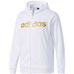adidas(アディダス) M ESSENTIALS ビッグリニアロゴ ウォームアップフルジップパーカー DUV64 ホワイト×ゴールドメット J/XS