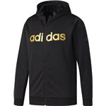 adidas(アディダス) M ESSENTIALS ビッグリニアロゴ ウォームアップフルジップパーカー DUV64 ブラック×ゴールドメット J/L