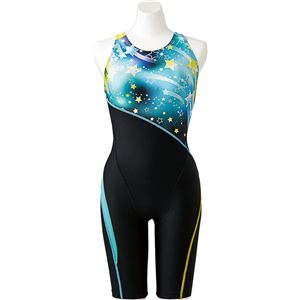 ARENA（アリーナ） AQUA EXA サークルバックスパッツ（着やストラップ・ぴったりパッド） FLA7705W ブラックブルー×ブラック×Bターコ×Kイエロー×ブラック O