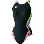 ARENA（アリーナ） AQUA RACING セーフリーバック（着やストラップ） ARN8057W ブラック×マルチ×グリーンF M