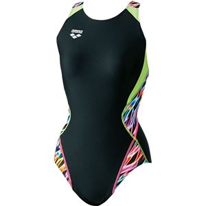 ARENA（アリーナ） AQUA RACING セーフリーバック（着やストラップ） ARN8057W ブラック×マルチ×グリーンF O