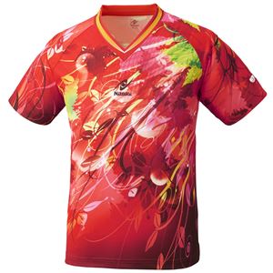 ニッタク（Nittaku）卓球アパレル SKYLEAF SHIRT（スカイリーフシャツ ) 男女兼用 NW2180 レッド 2XO