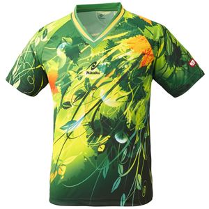 ニッタク（Nittaku）卓球アパレル SKYLEAF SHIRT（スカイリーフシャツ ) 男女兼用 NW2180 グリーン 2XO