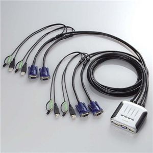 ELECOM（エレコム） ケーブル一体型切替器(USB) KVM-KU4 - 拡大画像
