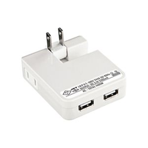 サンワサプライ USB充電タップ型ACアダプタ（出力2.1A×2ポート）ホワイト ACA-IP25W