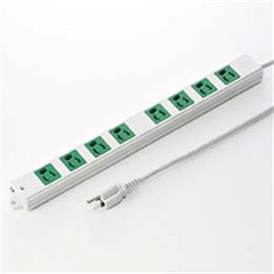 サンワサプライ 3P、3m、8個口タップ緑色(バックアップ用) TAP-K8-3G