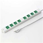 サンワサプライ 3P、3m、8個口タップ緑色（バックアップ用） TAP-K8-3G