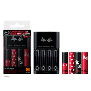 SANYO（サンヨー） eneloop（エネループ） ディズニーキャラクターモデル 2倍速・3倍速対応急速充電器セット BC-KJR01D40 - 拡大画像
