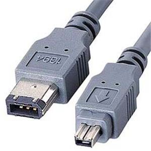 サンワサプライ IEEE1394ケーブル（6pin-4pin・ダークグレー・2m） KE-462