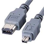 サンワサプライ IEEE1394ケーブル（6pin-4pin・ダークグレー・2m） KE-462