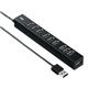 サンワサプライ　磁石付き10ポートUSB2.0ハブ（ブラック）　USB-HUB256BK