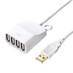 サンワサプライ 延長用4ポートUSB2.0ハブ（ホワイトケーブル長0.6m） USB-HEX406W