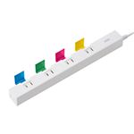 サンワサプライ 便利タップACアダプタ対応（5個口、2m、カラーバー、ホワイト） TAP-B41W4
