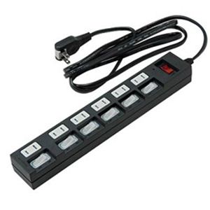 YAZAWA 個別・集中スイッチ付節電タップ6個口2m HBKS672BK