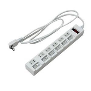 YAZAWA 個別・集中スイッチ付節電タップ6個口2m HBKS672WH