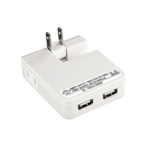 サンワサプライ USB充電タップ型ACアダプタ（出力1A×2ポート）ホワイト ACA-IP23W