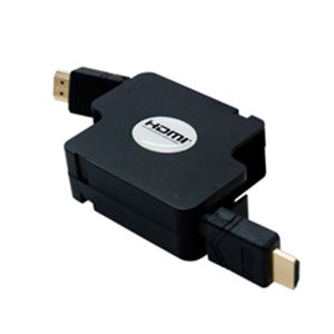 ミヨシ HDMIコードリ-ルタイプケ-ブル HDMI-HDMI 1.2m ブラック HDM-HERA12／BK - 拡大画像