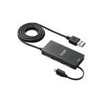 エレコム 充電/通信用microBケーブル付きUSBハブ U2H-MB401SBK