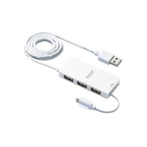 エレコム 充電/通信用microBケーブル付きUSBハブ U2H-MB401SWH