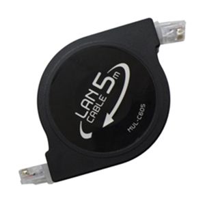 ミヨシ カテ6巻き取りLANケ-ブル 5m 黒 MUL-C605／BK