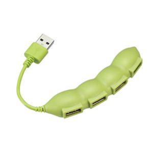 グリーンハウス GREENHOUSE さやえんどう型4ポートUSBハブ GH-UH204MAME