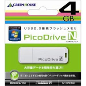 グリーンハウス GREENHOUSE USBフラッシュメモリ ピコドライブN 4GB GH-UFD4GN