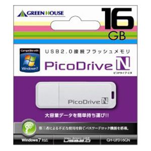 グリーンハウス GREENHOUSE USBフラッシュメモリ ピコドライブN 16GB GH-UFD16GN