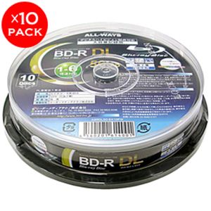 ALL-WAYS BD-R DL 6倍速 100枚セット（10枚スピンドル×10パック） ABRDL50-6X10PW