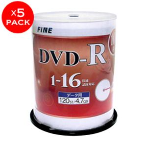 FINE データ用 DVD-R 16倍速 500枚セット（100枚スピンドル×5パック） FIDR47-16X100PW