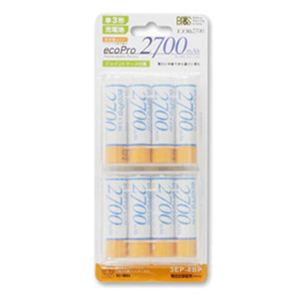 BPS 電池企画販売 高容量2700mAh 単3形ニッケル水素充電池8本パック ecoPro2700 エコプロ2700 電池ケース付 3EP-8BP